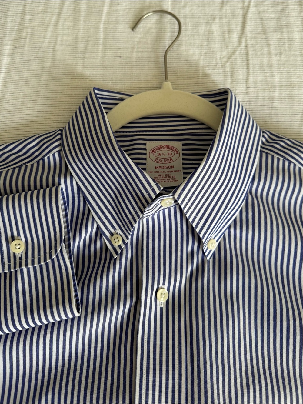 Brooks Brothers Men’s Blue and White Stripe Button-Down Shirt